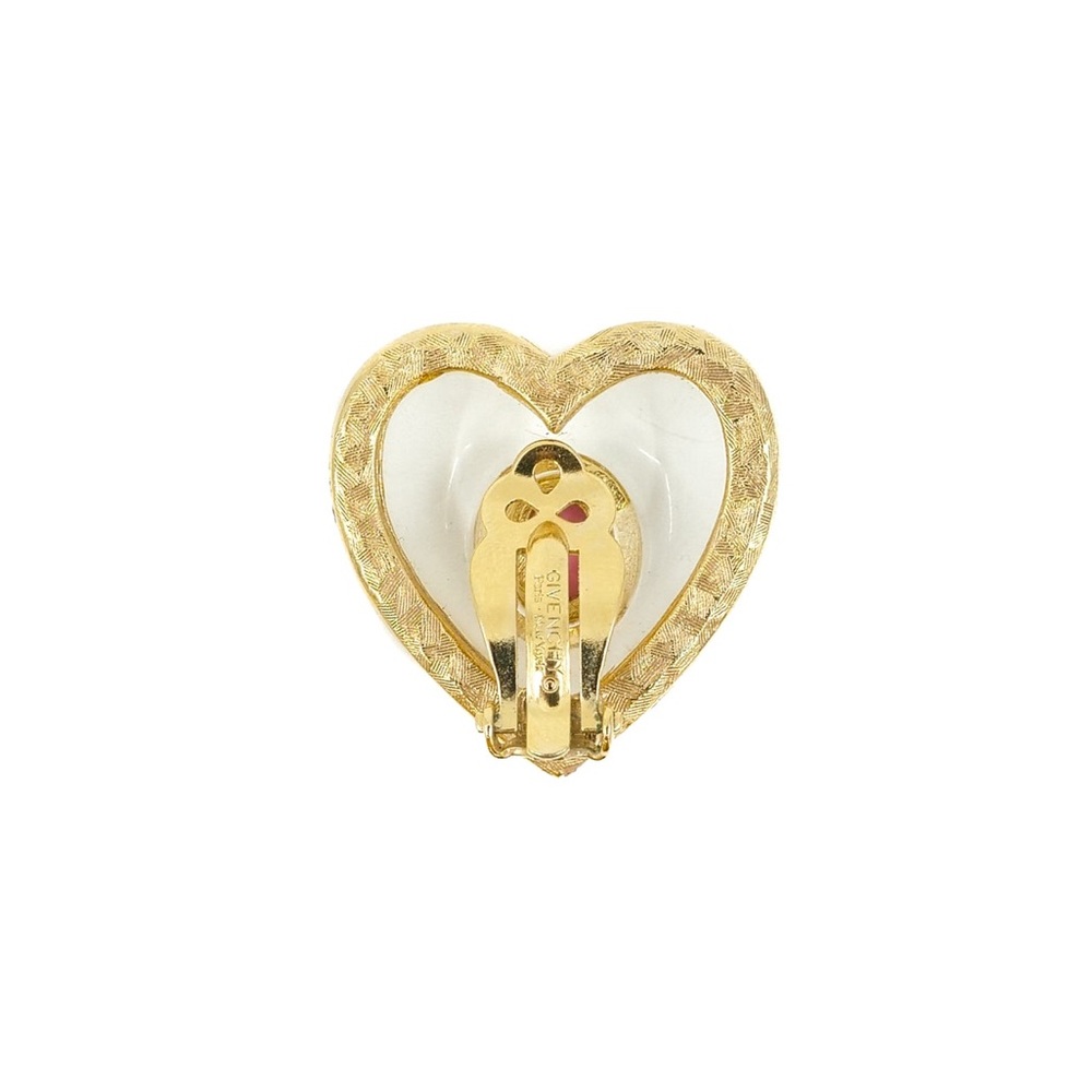 Givenchy lucite and crystal heart earrings - Picture 3 of 3